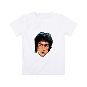 Детская футболка хлопок с принтом Брюс Ли в Тюмени, 100% хлопок | круглый вырез горловины, полуприлегающий силуэт, длина до линии бедер | bruce lee | боец | брюс ли | дракон | единоборства | карате | кунг фу