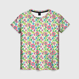 Женская футболка 3D с принтом Летняя прелесть в Тюмени, 100% полиэфир ( синтетическое хлопкоподобное полотно) | прямой крой, круглый вырез горловины, длина до линии бедер | 