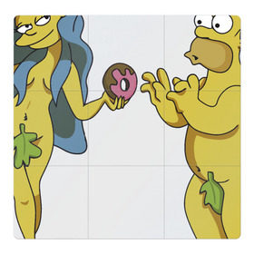 Магнитный плакат 3Х3 с принтом Симпсоны в Тюмени, Полимерный материал с магнитным слоем | 9 деталей размером 9*9 см | bart | homer | love | simpsons | адам | барт | гомер | ева | любовь | мульт | мультфильм | пончик | симпсоны