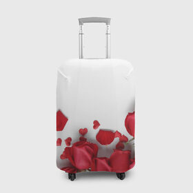 Чехол для чемодана 3D с принтом Розы в Тюмени, 86% полиэфир, 14% спандекс | двустороннее нанесение принта, прорези для ручек и колес | flowers | gift | hearts | love | red | romantic | roses | valentines day | красные розы | сердечки