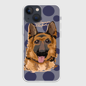 Чехол для iPhone 13 mini с принтом Немецкая овчарка в Тюмени,  |  | animal | dog | german shepherd | pet | puppy | арт | животные | немец | овчарка | пес | собака