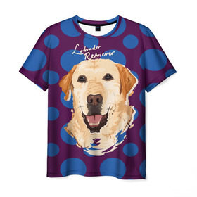 Мужская футболка 3D с принтом Лабрадор Ретривер в Тюмени, 100% полиэфир | прямой крой, круглый вырез горловины, длина до линии бедер | animal | dog | labrador retriever | pet | puppy | арт | животные | лабрадор | пес | собаки