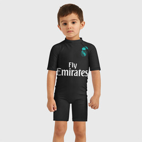 Детский купальный костюм 3D с принтом Cristiano Ronaldo away 2018 в Тюмени, Полиэстер 85%, Спандекс 15% | застежка на молнии на спине | champions | cristiano | league | madrid | real | ronaldo | spain | испания | криштиану | лига | мадрид | реал | роналду | чемпионов