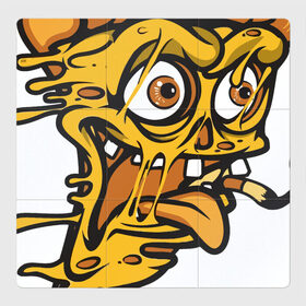 Магнитный плакат 3Х3 с принтом Crazy Pizza в Тюмени, Полимерный материал с магнитным слоем | 9 деталей размером 9*9 см | Тематика изображения на принте: 