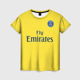 Женская футболка 3D с принтом ПСЖ в Тюмени, 100% полиэфир ( синтетическое хлопкоподобное полотно) | прямой крой, круглый вырез горловины, длина до линии бедер | neymar | psg | неймар | псж | футбол