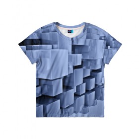 Детская футболка 3D с принтом Текстура в Тюмени, 100% гипоаллергенный полиэфир | прямой крой, круглый вырез горловины, длина до линии бедер, чуть спущенное плечо, ткань немного тянется | abstract | abstraction | block | tessera | абстракция | кубики | текстура