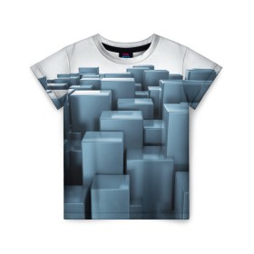 Детская футболка 3D с принтом Кубическая текстура в Тюмени, 100% гипоаллергенный полиэфир | прямой крой, круглый вырез горловины, длина до линии бедер, чуть спущенное плечо, ткань немного тянется | abstract | abstraction | block | tessera | абстракция | кубики | текстура