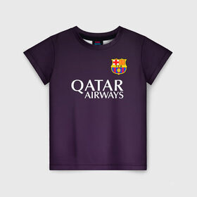 Детская футболка 3D с принтом Barcelona в Тюмени, 100% гипоаллергенный полиэфир | прямой крой, круглый вырез горловины, длина до линии бедер, чуть спущенное плечо, ткань немного тянется | Тематика изображения на принте: barca | barcelona | барса | барселона | футбол | футбольная форма
