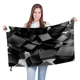 Флаг 3D с принтом Кубы материи в Тюмени, 100% полиэстер | плотность ткани — 95 г/м2, размер — 67 х 109 см. Принт наносится с одной стороны | abstract | abstraction | block | tessera | абстракция | кубики | текстура