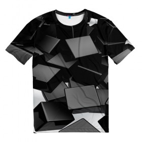 Мужская футболка 3D с принтом Кубы материи в Тюмени, 100% полиэфир | прямой крой, круглый вырез горловины, длина до линии бедер | abstract | abstraction | block | tessera | абстракция | кубики | текстура