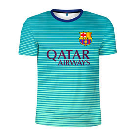 Мужская футболка 3D спортивная с принтом Aqua Barcelona в Тюмени, 100% полиэстер с улучшенными характеристиками | приталенный силуэт, круглая горловина, широкие плечи, сужается к линии бедра | barcelona | барса | барселона | футбол