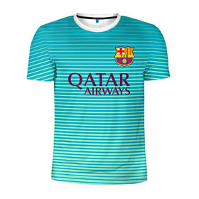 Мужская футболка 3D спортивная с принтом Aqua Messi в Тюмени, 100% полиэстер с улучшенными характеристиками | приталенный силуэт, круглая горловина, широкие плечи, сужается к линии бедра | barcelona | messi | барса | барселона | месси | футбол