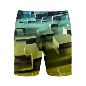 Мужские шорты 3D спортивные с принтом Плавающие кубы в Тюмени,  |  | abstract | abstraction | block | tessera | абстракция | кубики | текстура