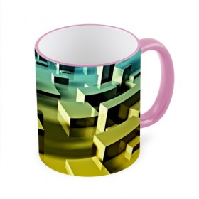 Кружка 3D с принтом Плавающие кубы в Тюмени, керамика | ёмкость 330 мл | abstract | abstraction | block | tessera | абстракция | кубики | текстура