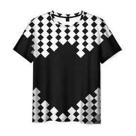 Мужская футболка 3D с принтом Шахматная клетка в Тюмени, 100% полиэфир | прямой крой, круглый вырез горловины, длина до линии бедер | Тематика изображения на принте: abstract | abstraction | block | tessera | абстракция | клетка | кубики | текстура