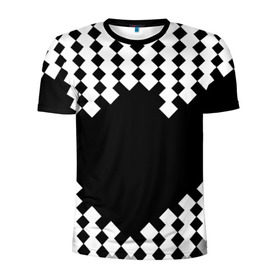Мужская футболка 3D спортивная с принтом Шахматная клетка в Тюмени, 100% полиэстер с улучшенными характеристиками | приталенный силуэт, круглая горловина, широкие плечи, сужается к линии бедра | abstract | abstraction | block | tessera | абстракция | клетка | кубики | текстура