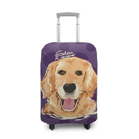 Чехол для чемодана 3D с принтом Золотистый ретривер в Тюмени, 86% полиэфир, 14% спандекс | двустороннее нанесение принта, прорези для ручек и колес | animal | dog | golden retriever | pet | puppy | арт | голден ретривер | животные | пес | собаки