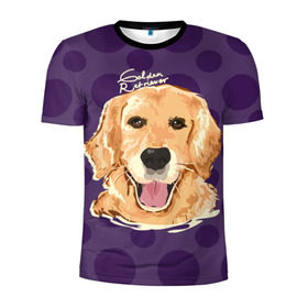 Мужская футболка 3D спортивная с принтом Золотистый ретривер в Тюмени, 100% полиэстер с улучшенными характеристиками | приталенный силуэт, круглая горловина, широкие плечи, сужается к линии бедра | animal | dog | golden retriever | pet | puppy | арт | голден ретривер | животные | пес | собаки