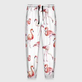 Мужские брюки 3D с принтом Фламинго в Тюмени, 100% полиэстер | манжеты по низу, эластичный пояс регулируется шнурком, по бокам два кармана без застежек, внутренняя часть кармана из мелкой сетки | vppdgryphon | арт | краска | прикольные | птицы | фламинго | цветные