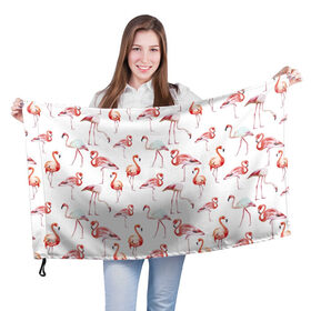 Флаг 3D с принтом Фламинго в Тюмени, 100% полиэстер | плотность ткани — 95 г/м2, размер — 67 х 109 см. Принт наносится с одной стороны | vppdgryphon | арт | краска | прикольные | птицы | фламинго | цветные