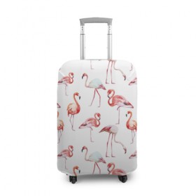 Чехол для чемодана 3D с принтом Фламинго в Тюмени, 86% полиэфир, 14% спандекс | двустороннее нанесение принта, прорези для ручек и колес | vppdgryphon | арт | краска | прикольные | птицы | фламинго | цветные