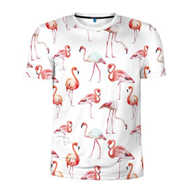 Мужская футболка 3D спортивная с принтом Фламинго в Тюмени, 100% полиэстер с улучшенными характеристиками | приталенный силуэт, круглая горловина, широкие плечи, сужается к линии бедра | vppdgryphon | арт | краска | прикольные | птицы | фламинго | цветные