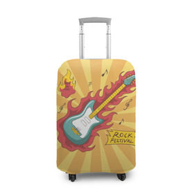 Чехол для чемодана 3D с принтом Rock Festival в Тюмени, 86% полиэфир, 14% спандекс | двустороннее нанесение принта, прорези для ручек и колес | festival | rock | гитара | металл | музыка | ноты | огонь | рок | солнце | треш | хард