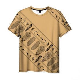 Мужская футболка 3D с принтом Tribal в Тюмени, 100% полиэфир | прямой крой, круглый вырез горловины, длина до линии бедер | african | ethnic | tribal | африка | африканский | оранжевый | трайбал | узор | черный | этно