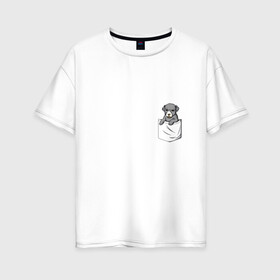 Женская футболка хлопок Oversize с принтом Карман в Тюмени, 100% хлопок | свободный крой, круглый ворот, спущенный рукав, длина до линии бедер
 | дог | карман | собака | щенок