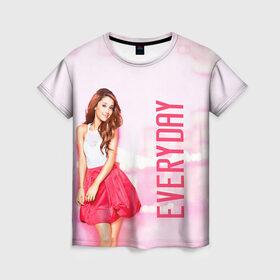 Женская футболка 3D с принтом Ariana Grande в Тюмени, 100% полиэфир ( синтетическое хлопкоподобное полотно) | прямой крой, круглый вырез горловины, длина до линии бедер | ariana grande