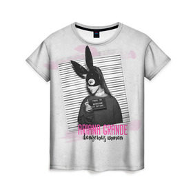 Женская футболка 3D с принтом Ariana Grande в Тюмени, 100% полиэфир ( синтетическое хлопкоподобное полотно) | прямой крой, круглый вырез горловины, длина до линии бедер | ariana grande