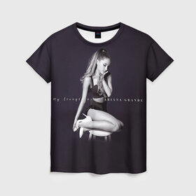 Женская футболка 3D с принтом Ariana Grande в Тюмени, 100% полиэфир ( синтетическое хлопкоподобное полотно) | прямой крой, круглый вырез горловины, длина до линии бедер | Тематика изображения на принте: ariana grande