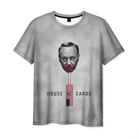 Мужская футболка 3D с принтом House of Cards в Тюмени, 100% полиэфир | прямой крой, круглый вырез горловины, длина до линии бедер | Тематика изображения на принте: house of cards | карточный домик | кевин спейси | сериалы