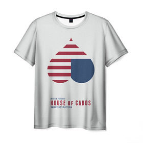Мужская футболка 3D с принтом House of Cards в Тюмени, 100% полиэфир | прямой крой, круглый вырез горловины, длина до линии бедер | Тематика изображения на принте: house of cards | карточный домик | кевин спейси | сериалы