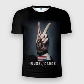 Мужская футболка 3D спортивная с принтом House of Cards в Тюмени, 100% полиэстер с улучшенными характеристиками | приталенный силуэт, круглая горловина, широкие плечи, сужается к линии бедра | house of cards | карточный домик | кевин спейси | сериалы