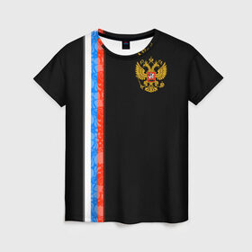 Женская футболка 3D с принтом Russia - Black collection в Тюмени, 100% полиэфир ( синтетическое хлопкоподобное полотно) | прямой крой, круглый вырез горловины, длина до линии бедер | 