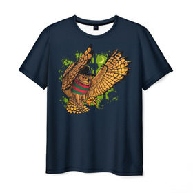 Мужская футболка 3D с принтом Сова - Фредди Крюгер в Тюмени, 100% полиэфир | прямой крой, круглый вырез горловины, длина до линии бедер | bird | freddy krueger | owl | когти | лапа | луна | ночь | пернатые | птица | сова