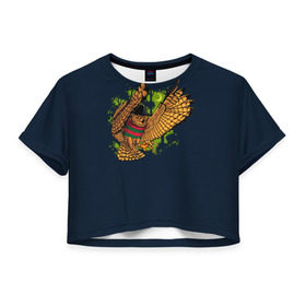 Женская футболка 3D укороченная с принтом Сова - Фредди Крюгер в Тюмени, 100% полиэстер | круглая горловина, длина футболки до линии талии, рукава с отворотами | bird | freddy krueger | owl | когти | лапа | луна | ночь | пернатые | птица | сова