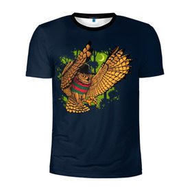 Мужская футболка 3D спортивная с принтом Сова - Фредди Крюгер в Тюмени, 100% полиэстер с улучшенными характеристиками | приталенный силуэт, круглая горловина, широкие плечи, сужается к линии бедра | bird | freddy krueger | owl | когти | лапа | луна | ночь | пернатые | птица | сова