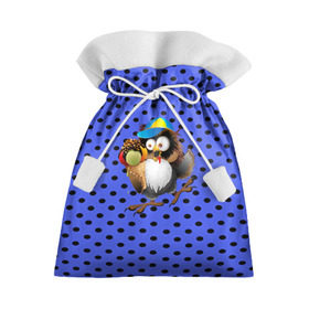 Подарочный 3D мешок с принтом Счастливый совенок в Тюмени, 100% полиэстер | Размер: 29*39 см | owl | summer | животные | лето | мороженое | полуночник | природа | сова | сыч | филин
