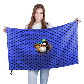 Флаг 3D с принтом Счастливый совенок в Тюмени, 100% полиэстер | плотность ткани — 95 г/м2, размер — 67 х 109 см. Принт наносится с одной стороны | owl | summer | животные | лето | мороженое | полуночник | природа | сова | сыч | филин