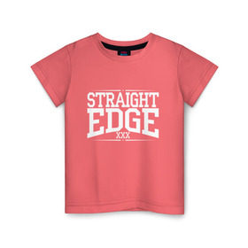 Детская футболка хлопок с принтом straight edge xxx в Тюмени, 100% хлопок | круглый вырез горловины, полуприлегающий силуэт, длина до линии бедер | drugfree | edge | hardcore | punk | sxe