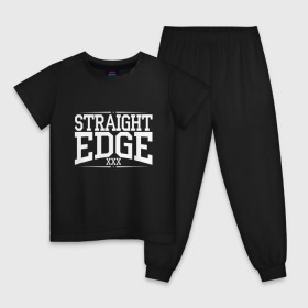 Детская пижама хлопок с принтом straight edge xxx в Тюмени, 100% хлопок |  брюки и футболка прямого кроя, без карманов, на брюках мягкая резинка на поясе и по низу штанин
 | Тематика изображения на принте: drugfree | edge | hardcore | punk | sxe