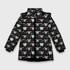 Зимняя куртка для девочек 3D с принтом Медведи и геометрия в Тюмени, ткань верха — 100% полиэстер; подклад — 100% полиэстер, утеплитель — 100% полиэстер. | длина ниже бедра, удлиненная спинка, воротник стойка и отстегивающийся капюшон. Есть боковые карманы с листочкой на кнопках, утяжки по низу изделия и внутренний карман на молнии. 

Предусмотрены светоотражающий принт на спинке, радужный светоотражающий элемент на пуллере молнии и на резинке для утяжки. | bear | forest | night | teddy | абстракция | геометрия | голова животного | для мужчин | лес | медведи | медведь | мишки | ночь | охота | стрелы | треугольник | хищник