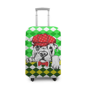 Чехол для чемодана 3D с принтом Пёсик в Тюмени, 86% полиэфир, 14% спандекс | двустороннее нанесение принта, прорези для ручек и колес | animal | dog | pet | puppy | арт | джентльмен | животные | кубики | пес | собаки | текстура