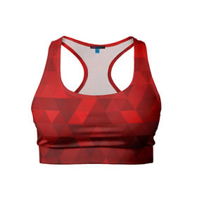 Женский спортивный топ 3D с принтом Red pattern в Тюмени, 82% полиэстер, 18% спандекс Ткань безопасна для здоровья, позволяет коже дышать, не мнется и не растягивается |  | геометрия | красный | треугольники