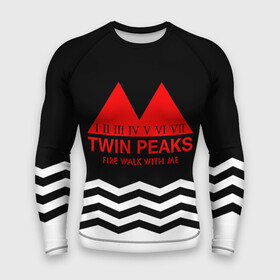 Мужской рашгард 3D с принтом ТВИН ПИКС в Тюмени,  |  | logo | twin peaks | арт | надпись | полосы | сериал | текстура | фильмы