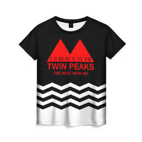 Женская футболка 3D с принтом ТВИН ПИКС в Тюмени, 100% полиэфир ( синтетическое хлопкоподобное полотно) | прямой крой, круглый вырез горловины, длина до линии бедер | logo | twin peaks | арт | надпись | полосы | сериал | текстура | фильмы