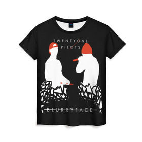 Женская футболка 3D с принтом TOP BlurryFace в Тюмени, 100% полиэфир ( синтетическое хлопкоподобное полотно) | прямой крой, круглый вырез горловины, длина до линии бедер | rock | t.o.p. | top | twenty one pilots | рок