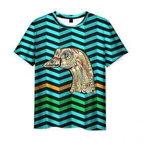 Мужская футболка 3D с принтом Гусь в Тюмени, 100% полиэфир | прямой крой, круглый вырез горловины, длина до линии бедер | pattern | голова животного | гусь | животные | текстуры | узоры